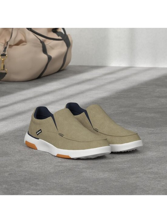 ?Men\'s Khaki Canvas Slip-On Orthopedic Comfortable Vintage Fashion Loafers main image 2